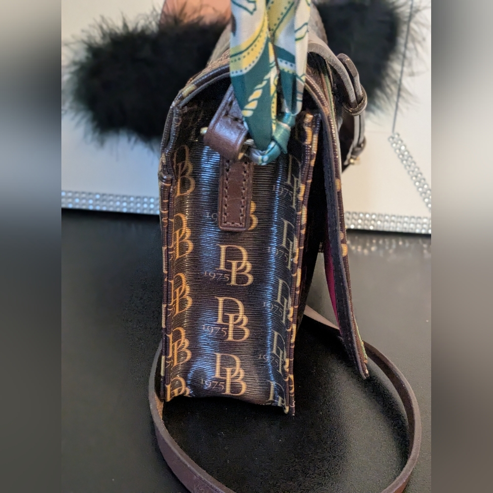 Dooney & Bourke Grace Signature DB Brown Crossbody Bag - Picture 8 of 17